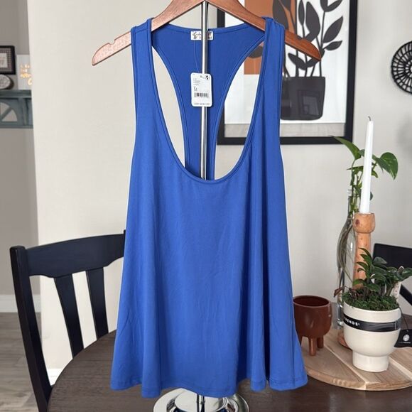 NWT Free People Everyday Tank Blue Racerback Scoop Neck Slouchy Lightweight S M - Picture 5 of 7